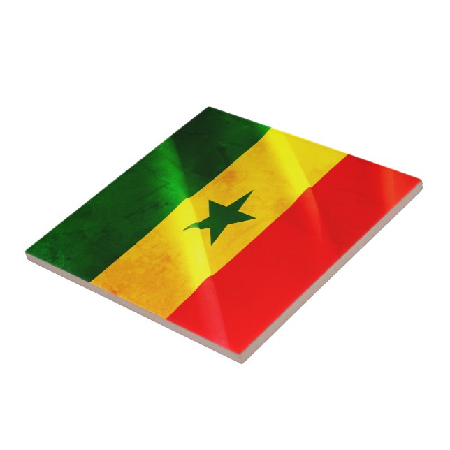 Azulejo zSN002 SENEGAL, Bandera ondulante, África, Fridge (Lado)