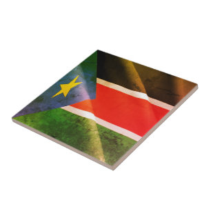 Azulejo zSS002 SUDÁN MERIDIONAL, Bandera ondulante, África