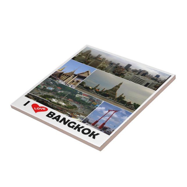 Azulejo zTH005 me encanta Bangkok, Tailandia, Asia, (Lado)