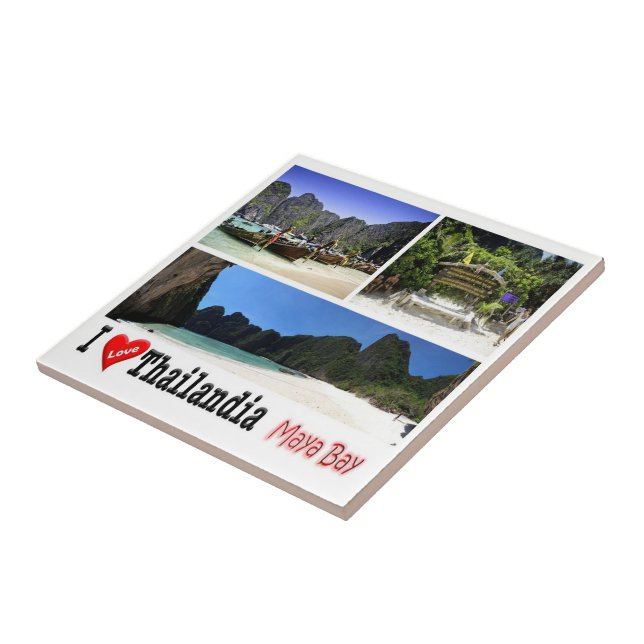 Azulejo zTH011 me encanta MAYA BAY KRABI Thailand Asia, (Lado)