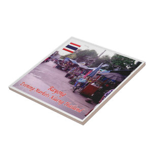 Azulejo zTH013 RAYONG Evening Markets Klaeng, Tailandia,