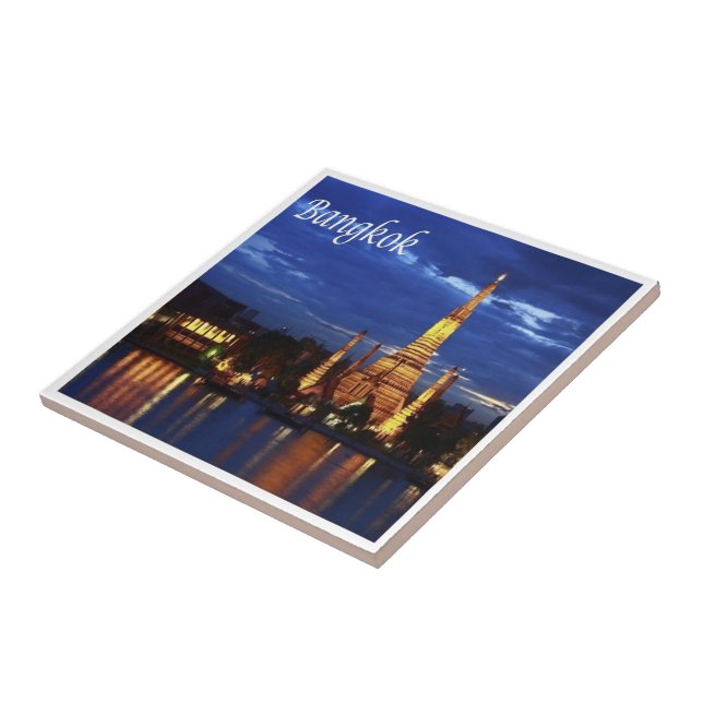 Azulejo zTH016 BANGKOK por la noche, Tailandia, Asia, (Lado)