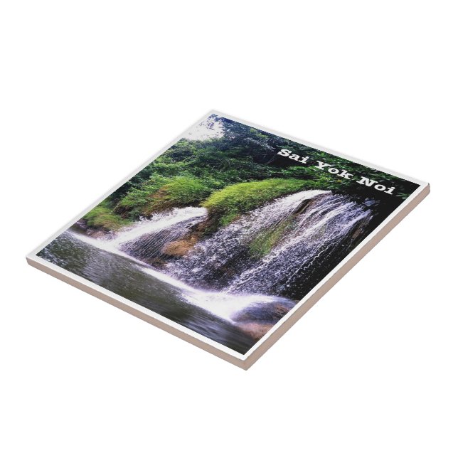 Azulejo zTH025 cascada de SAI YOK NOI, Tailandia, (Lado)