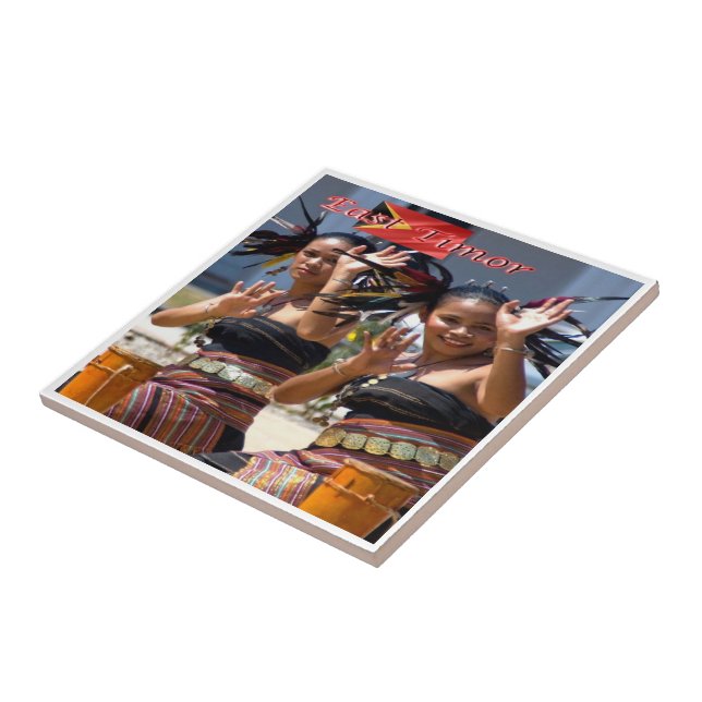 Azulejo zTL007 TIMORESE DANCERS, Timor Oriental, Asia, (Lado)