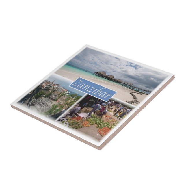 Azulejo zTZ017 ZANZIBAR, Mosaic, Tanzania, África, (Lado)