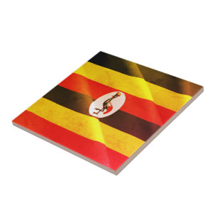 Azulejo zUG002 UGANDA, Bandera ondulante. África,