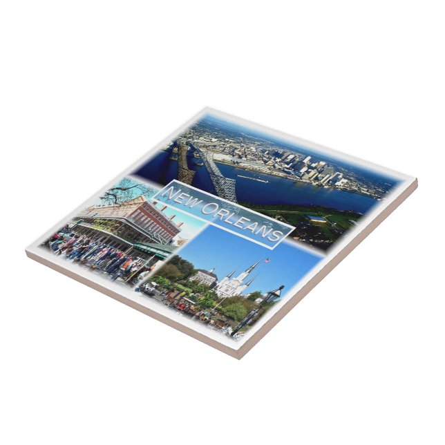 Azulejo zUS023 NEW ORLEANS, Mosaic, Louisiana, (Lado)