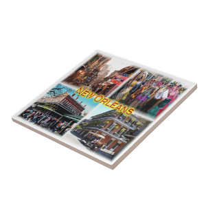 Azulejo zUS024 NEW ORLEANS, Bourbon Street, Mosaic,