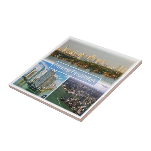 Azulejo zUS038 MIAMI, FLORIDA, Mosaic, América, (Lado)