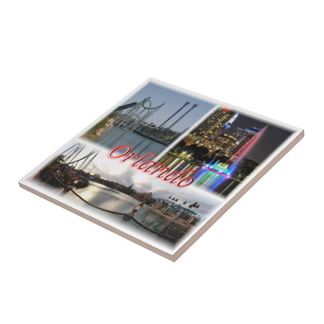 Azulejo zUS056 ORLANDO Florida, Orlando, América, (Lado)