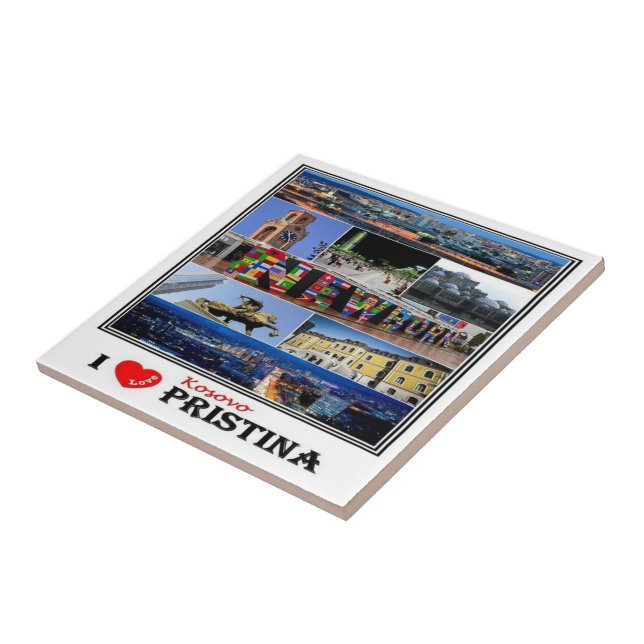 Azulejo zXK003 PRISTINA "I Love, Kosovo, Europe, (Lado)