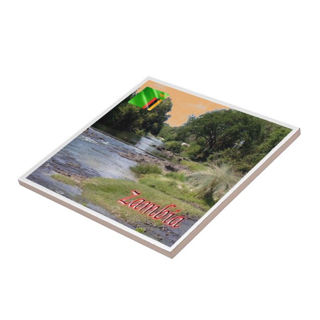 Azulejo zZM003 ZAMBIA, Paisaje, África, (Lado)