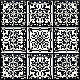Azulejos Antiguos, Negro y Blanco, Patrón de Baldo
