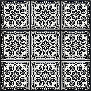 Azulejos Antiguos, Negro y Blanco, Patrón de Baldo