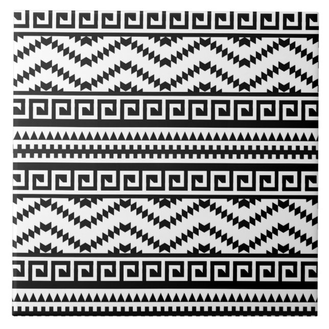 azulejos aztecos blancos negros azulejos cerámica (Frente)