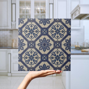 Azulejos azul geométrico repro portugués