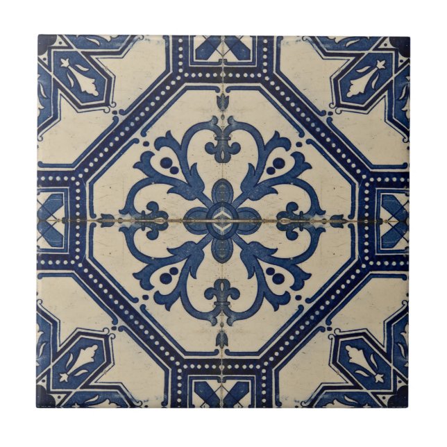 Azulejos azul geométrico repro portugués (Frente)