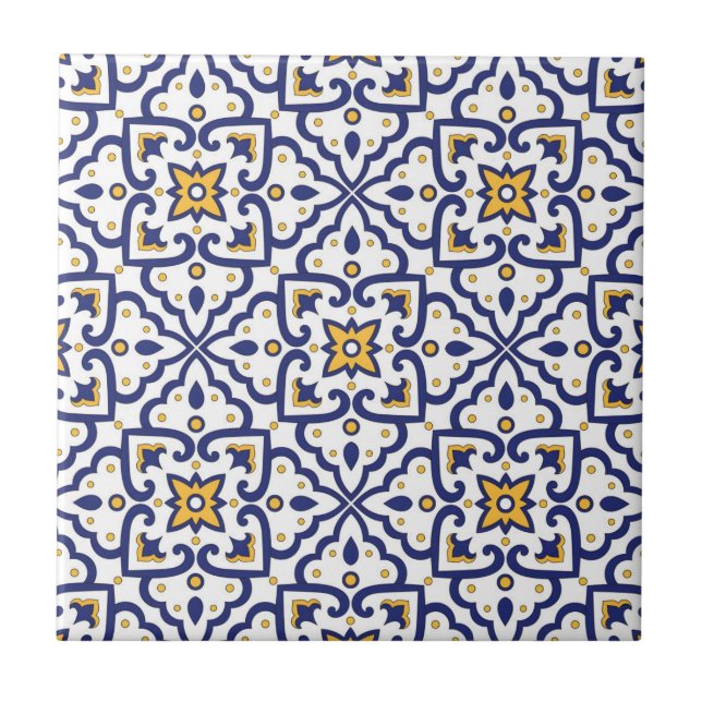 azulejos azul marino amarillo portugués (Frente)