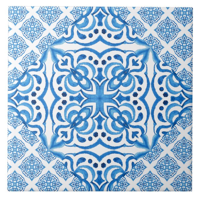 Azulejos azules azulejos españoles patrón delgado (Frente)
