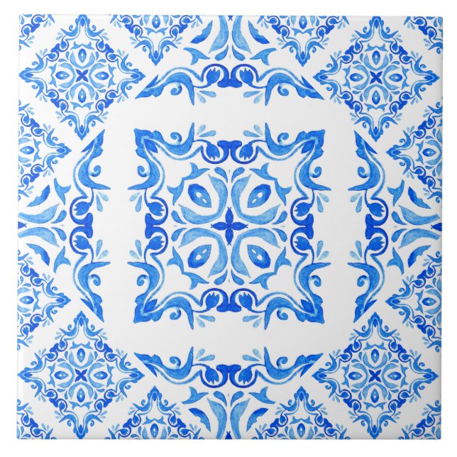 Azulejos azules blancos azulejos mediterráneos esp (Frente)