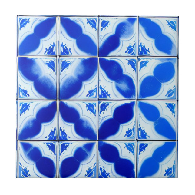 Azulejos azules de arte geométrico (Frente)