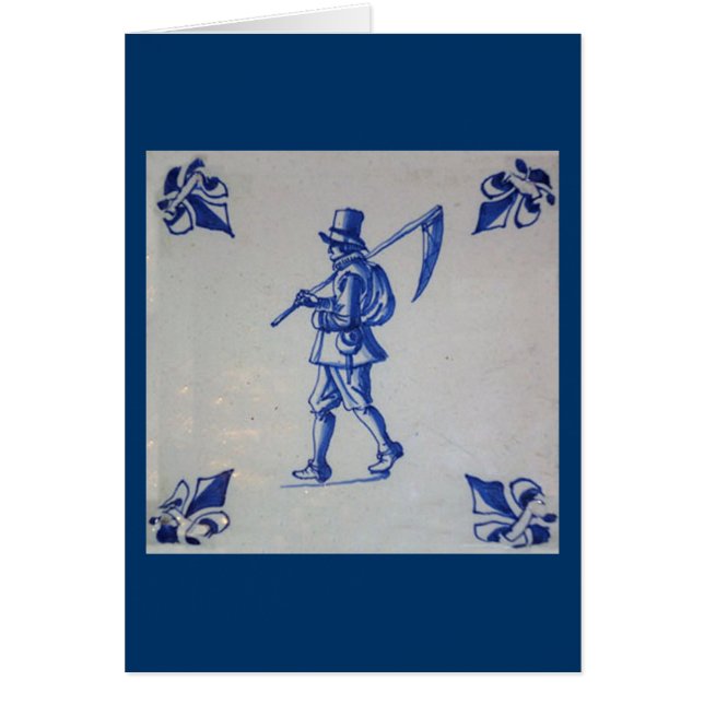 Azulejos azules de Delft - Ducha que lleva el zigz (Frente)