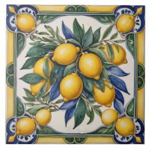 Azulejos azules de limón cerámico italiano Majolic