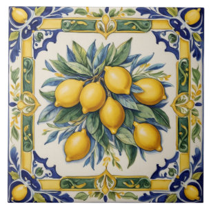 Azulejos azules de limón cerámico italiano Majolic