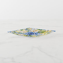 Azulejos azules de Sicilia con limones