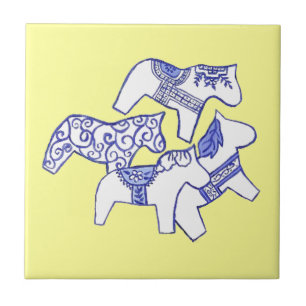 Azulejos azules y blancos para caballos