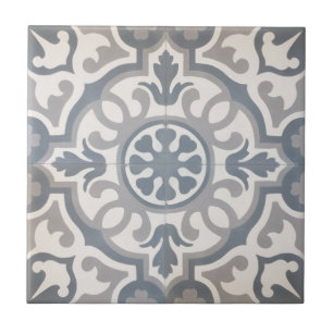Azulejos - Baldosa Gris, Azul y Blanco