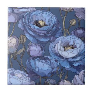 Azulejos Botánicos de Ranúnculo de Moda para Suelo