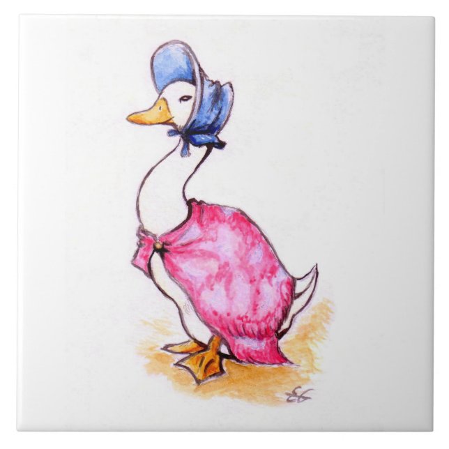 Azulejos cerámicos - acuarela Jemima Puddle-duck (Frente)