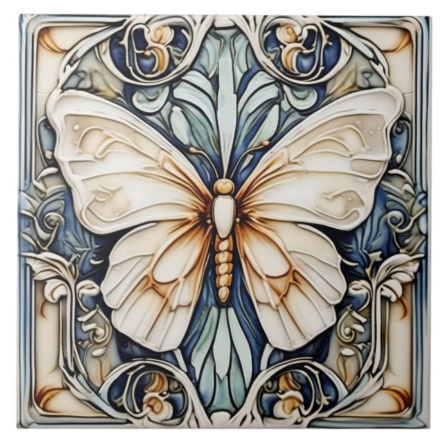 Azulejos cerámicos Art Deco Butterfly Nouveau (Frente)