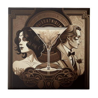 Azulejos cerámicos Art Deco Marrón de 4,25" x 4,25