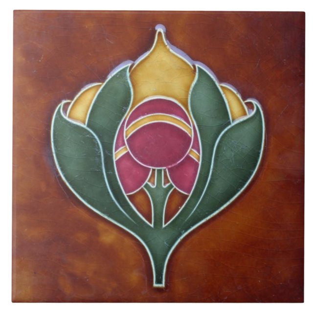 Azulejos cerámicos - Art Nouveau de la flor de épo (Frente)