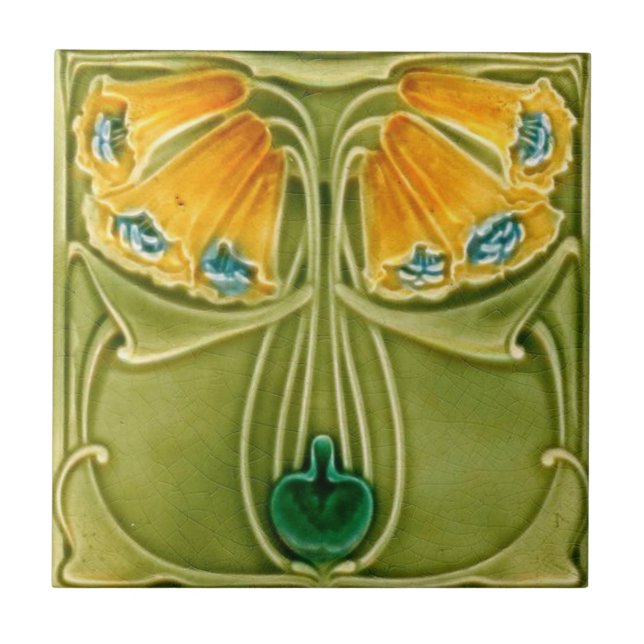 Azulejos cerámicos - Art Nouveau floral amarillo v (Frente)