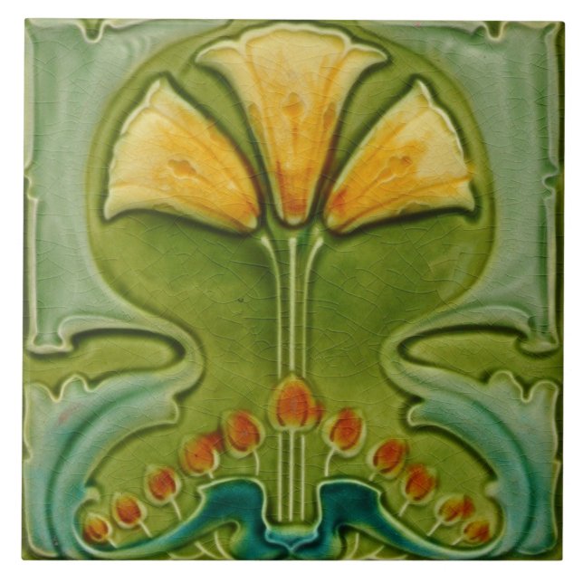 Azulejos cerámicos - Art Nouveau floral vintage (Frente)