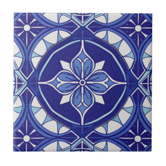 Azulejos cerámicos azul y blanco