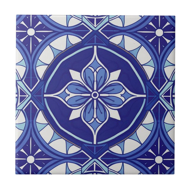 Azulejos cerámicos azul y blanco (Frente)