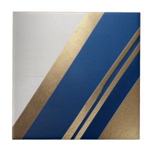 Azulejos cerámicos azules, blancos y dorados