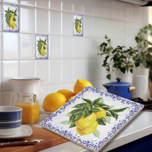 Azulejos cerámicos con tela azul de Lemons