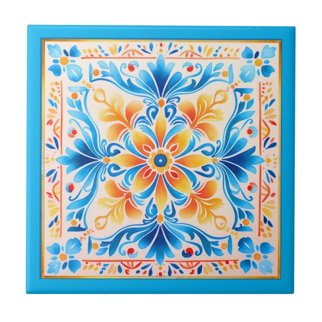 Azulejos cerámicos de arte de flores mexicanas (Frente)