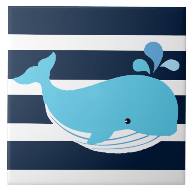 Azulejos cerámicos de baño - Ballena azul clara (Frente)