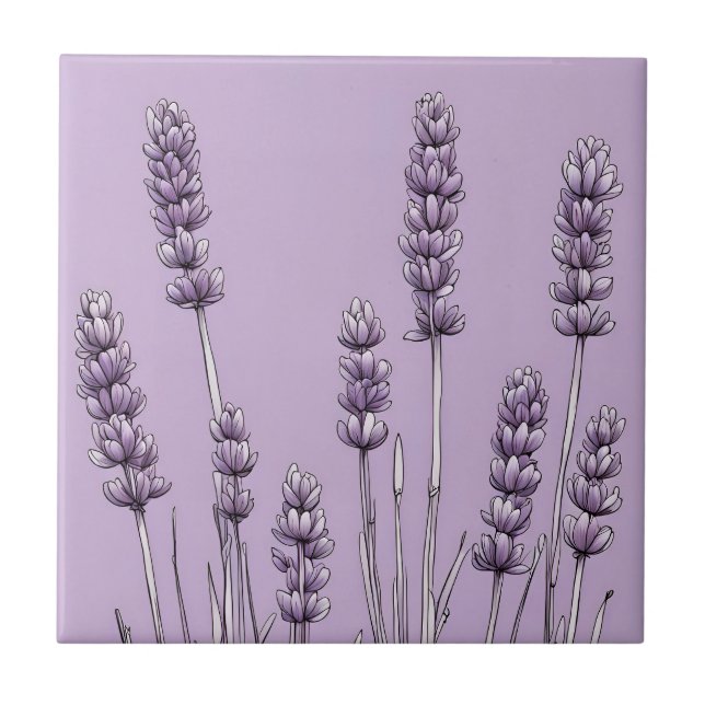 Azulejos cerámicos de flores de lavanda (Frente)