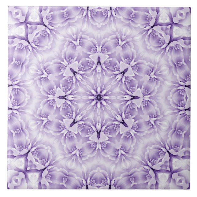 Azulejos cerámicos de flores moradas blancas (Frente)