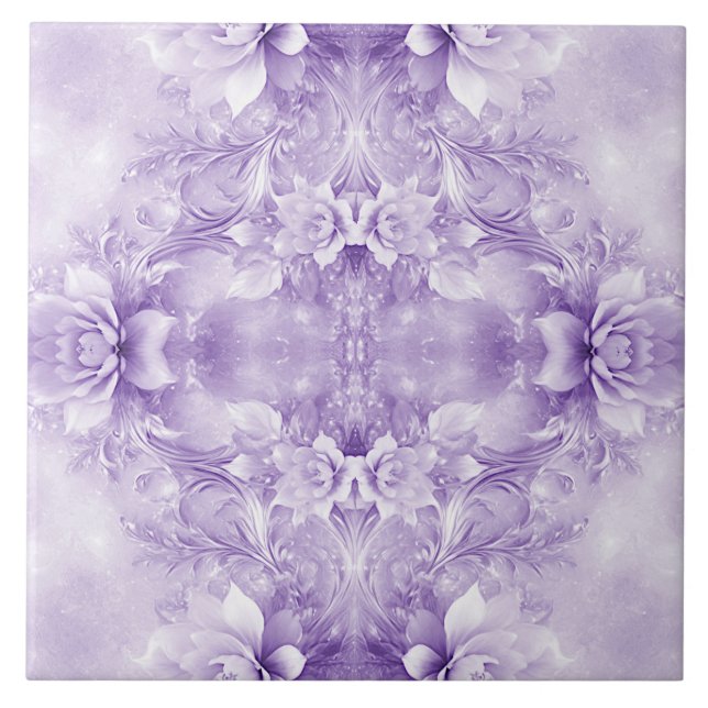 Azulejos cerámicos de flores moradas blancas (Frente)