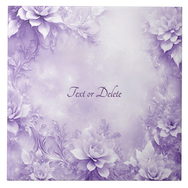 Azulejos cerámicos de flores moradas blancas (Frente)