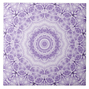 Azulejos cerámicos de flores moradas blancas