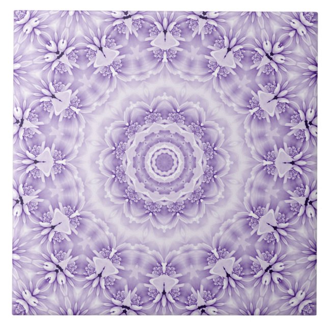 Azulejos cerámicos de flores moradas blancas (Frente)